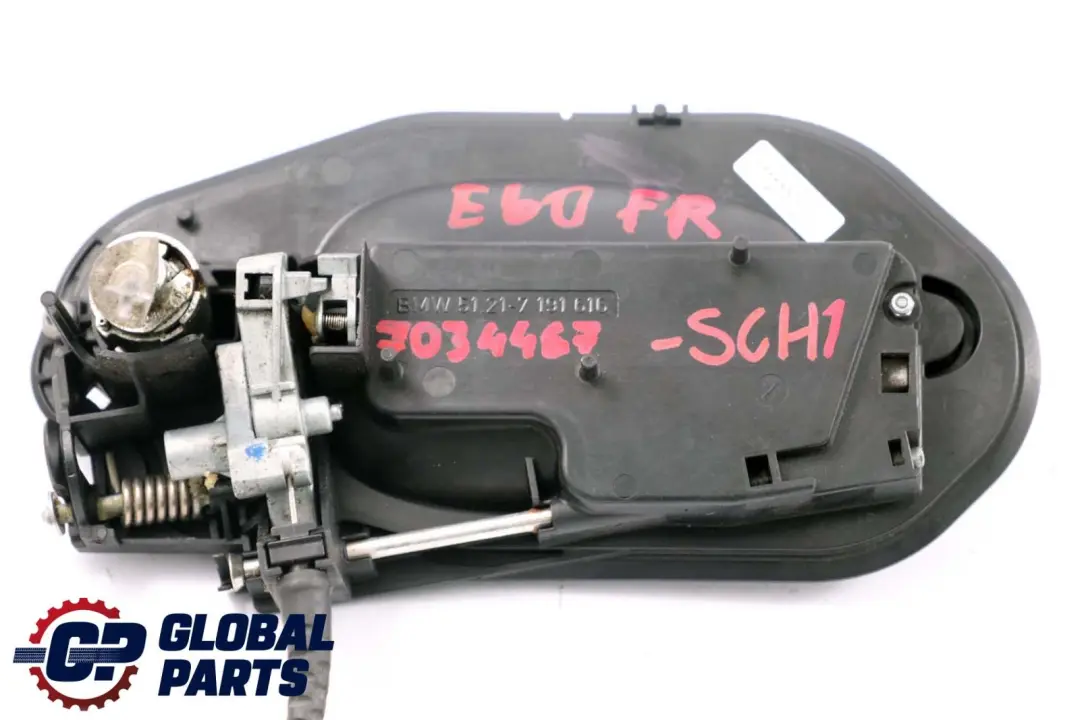 BMW 5 Series 1 E60 E61 Complete Front Right Grab Handle O/S Schwarz 2 Black 668 - SKU RHD-7034467-SCH1 - Part number 7034467
