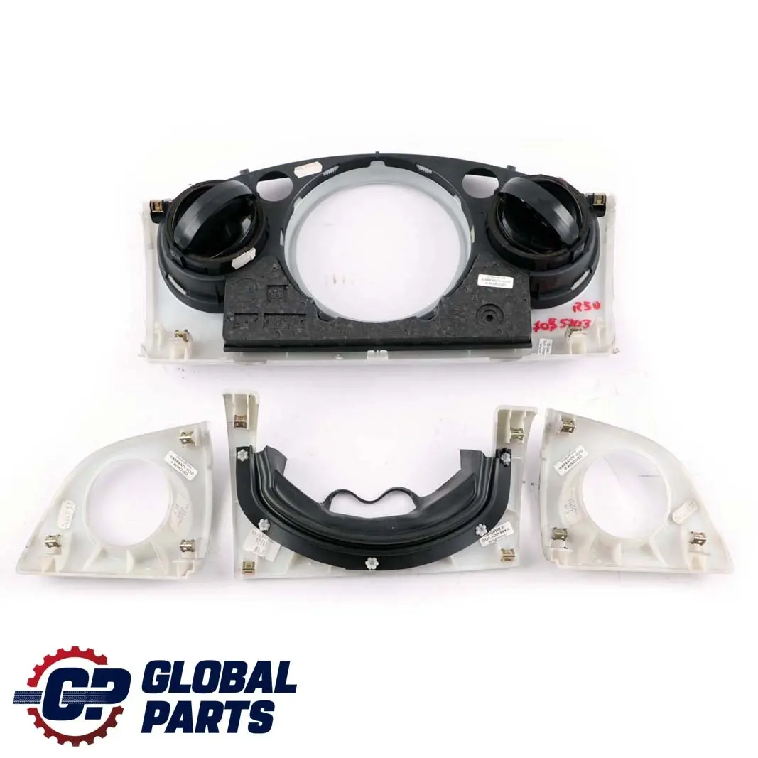 Set Dashboard Panel Trim Strip Cover White Silver to Mini Cooper One R50 R53 with Part number 7055703 Mini Cooper One R50 R53 Set Dashboard Panel Trim Strip Cover White Silver - SKU rhd-7055703 - Part number 7055703