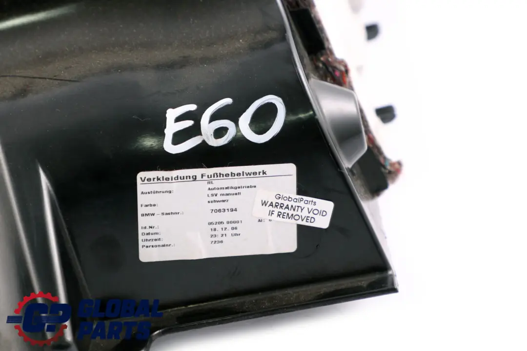 Dashboard Dash Trim Panel Foot Controls Black to BMW 5 Series E60 E61 with Part number 7063194 BMW 5 Series E60 E61 Dashboard Dash Trim Panel Foot Controls Black - SKU rhd-7063194 - Part number 7063194