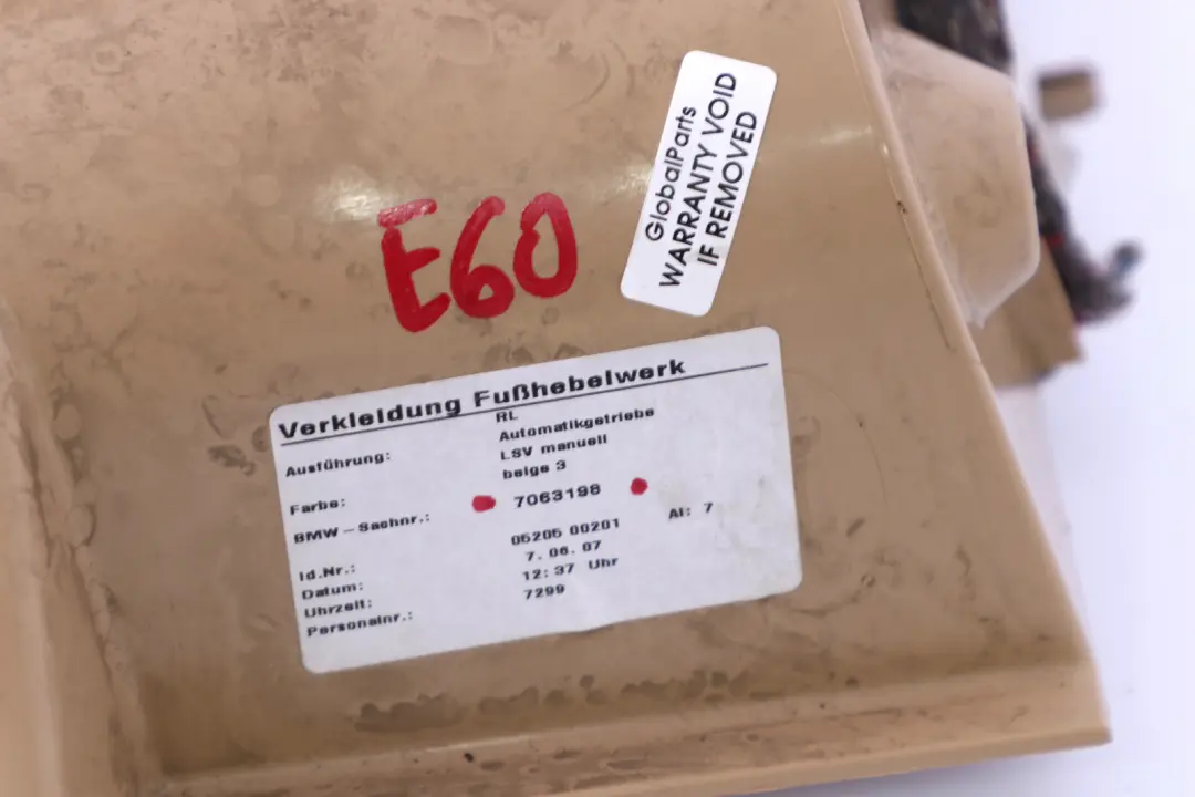 Trim Panel Foot Controls Right O/S Driver Beige to BMW 5 Series E60 E61 LCI with Part number 7063198 BMW 5 Series E60 E61 LCI Trim Panel Foot Controls Right O/S Driver Beige - SKU rhd-7063198 - Part number 7063198