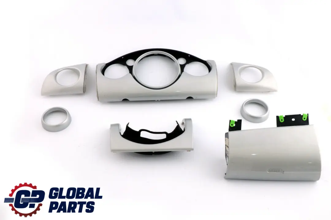 Set Dashboard Panel Trim Strip Cover White Silver to BMW Mini Cooper 5 R50 R53 with Part number 7063244 BMW Mini Cooper 5 R50 R53 Set Dashboard Panel Trim Strip Cover White Silver - SKU rhd-7063244-5 - Part number 7063244