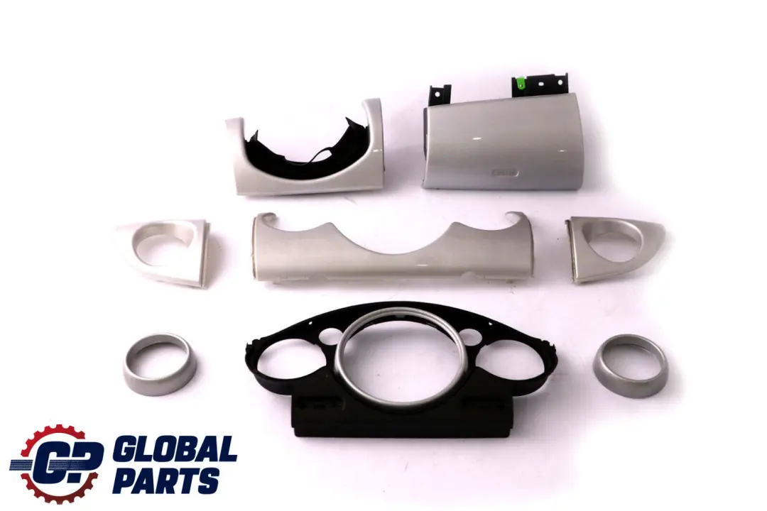 BMW Mini Cooper 6 R50 R53 Set Dashboard Panel Trim Strip Cover White Silver - SKU rhd-7063244-6 - Part number 7063244