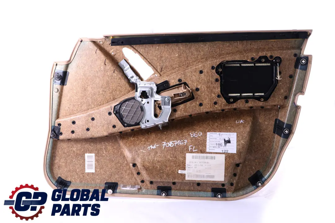 Front Left N/S Door Card Trim Panel Beige Leather to BMW 5 Series E60 E61 with Part number 7076167 BMW 5 Series E60 E61 Front Left N/S Door Card Trim Panel Beige Leather - SKU rhd-7076167 - Part number 7076167