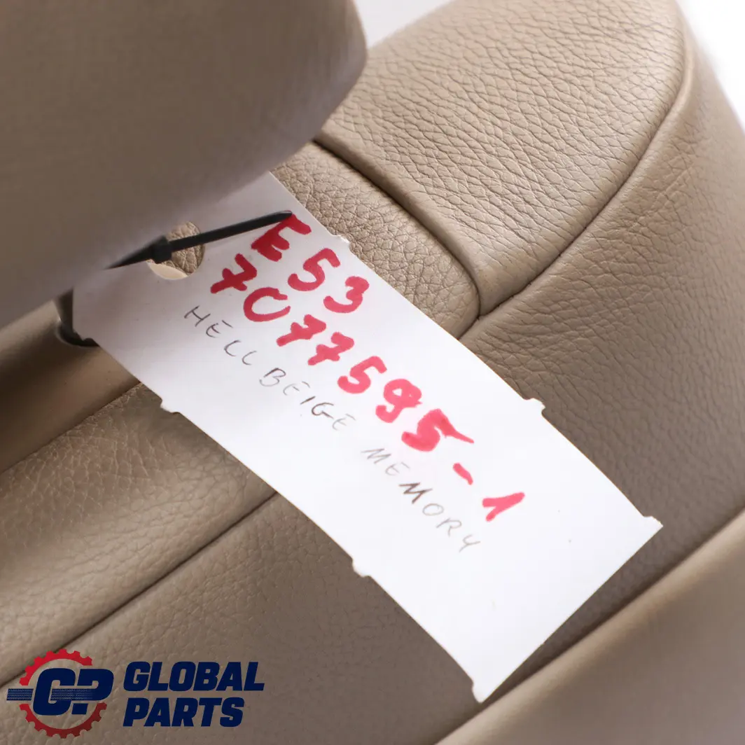 Front Left N/S Beige Leather Seat Passenger Side Memory Comfort to BMW X5 E53 with Part number 7077595 BMW X5 E53 Front Left N/S Beige Leather Seat Passenger Side Memory Comfort - SKU rhd-7077595-1 - Part number 7077595