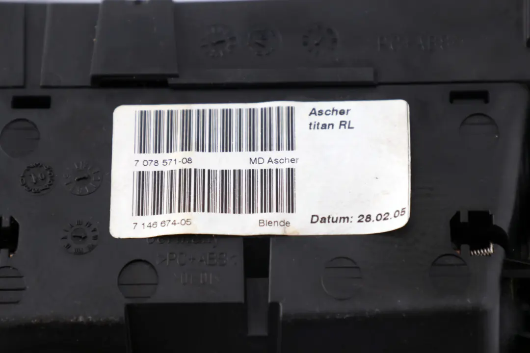 BMW 1 Series 6 E87 Ashtray Finisher Tray Titan Silver Front - SKU rhd-7078571-6 - Part number 7078571