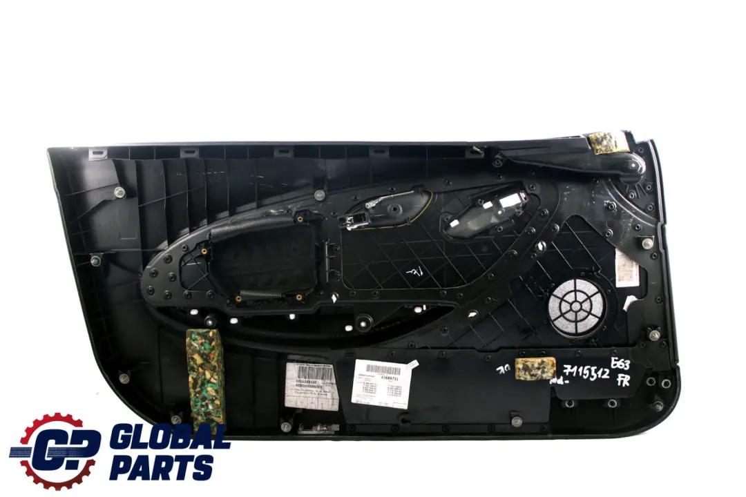 Front Right O/S Door Card Leather Pearl Trim Panel Black to BMW 6 Series E63 E64 with Part number 7115512 BMW 6 Series E63 E64 Front Right O/S Door Card Leather Pearl Trim Panel Black - SKU rhd-7115512 - Part number 7115512