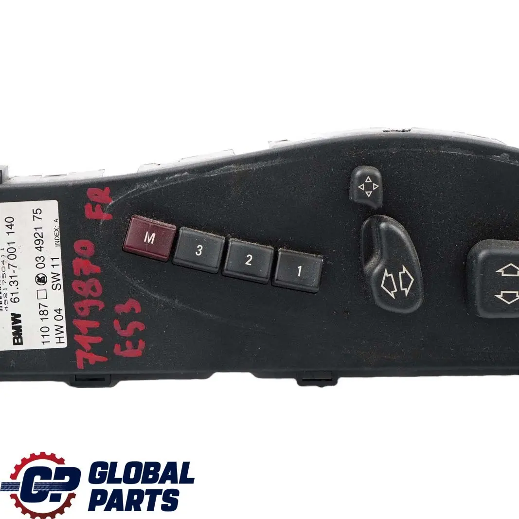 Actuation Unit Panel Seat Front Right Switch O/S to BMW X5 Series E53 with Part number 7119870 BMW X5 Series E53 Actuation Unit Panel Seat Front Right Switch O/S - SKU rhd-7119870 - Part number 7119870