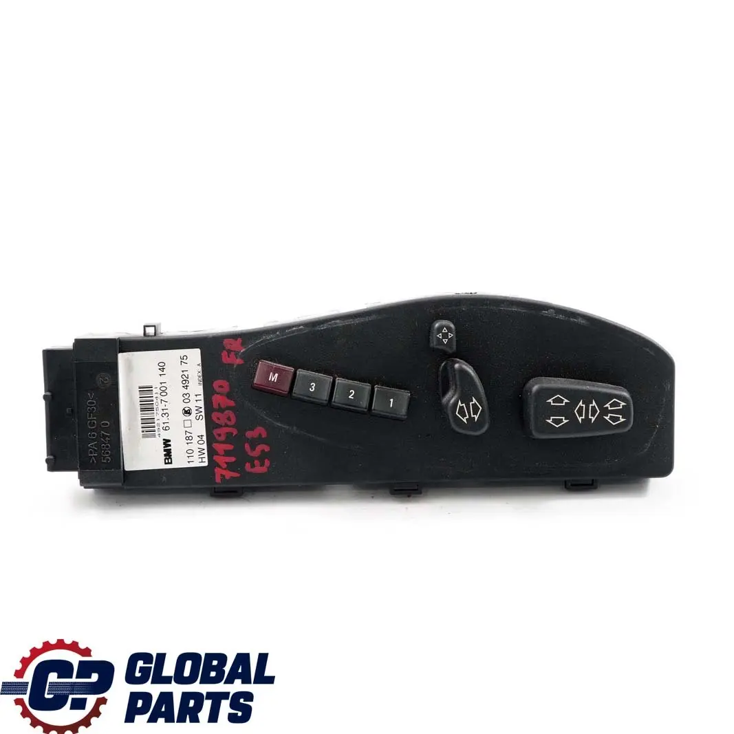 BMW X5 Series E53 Actuation Unit Panel Seat Front Right Switch O/S - SKU rhd-7119870 - Part number 7119870