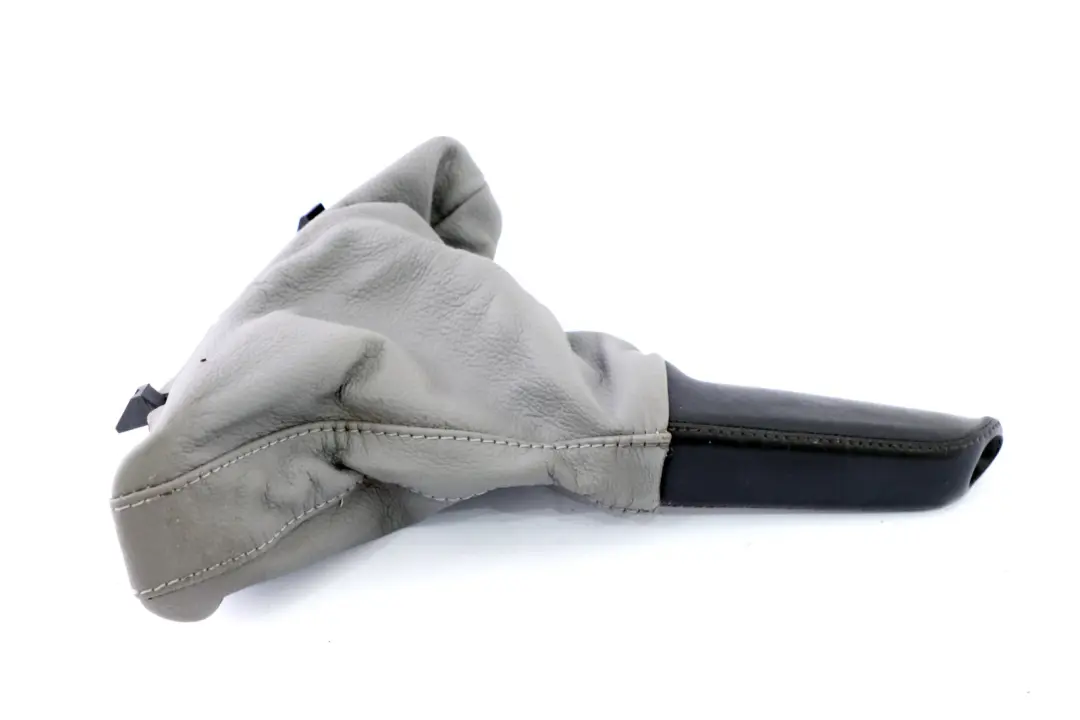Grey Leather Handbrake Lever Cover Part to BMW 5 Series E60 E61 LCI with Part number 7121032 BMW 5 Series E60 E61 LCI Grey Leather Handbrake Lever Cover Part - SKU rhd-7121032-1 - Part number 7121032
