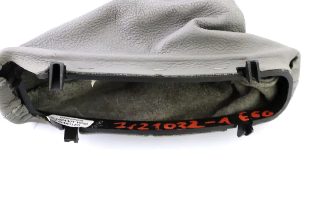 Grey Leather Handbrake Lever Cover Part to BMW 5 Series E60 E61 LCI with Part number 7121032 BMW 5 Series E60 E61 LCI Grey Leather Handbrake Lever Cover Part - SKU rhd-7121032-1 - Part number 7121032