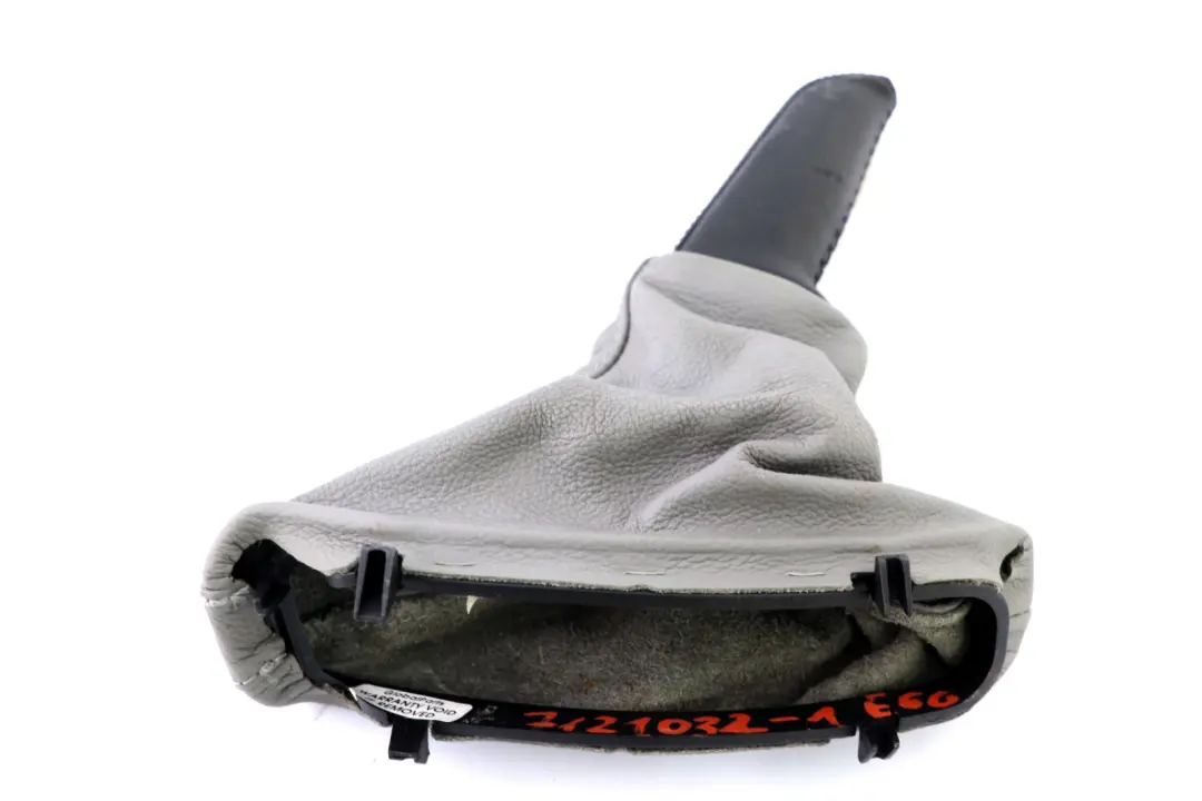 Grey Leather Handbrake Lever Cover Part to BMW 5 Series E60 E61 LCI with Part number 7121032 BMW 5 Series E60 E61 LCI Grey Leather Handbrake Lever Cover Part - SKU rhd-7121032-1 - Part number 7121032