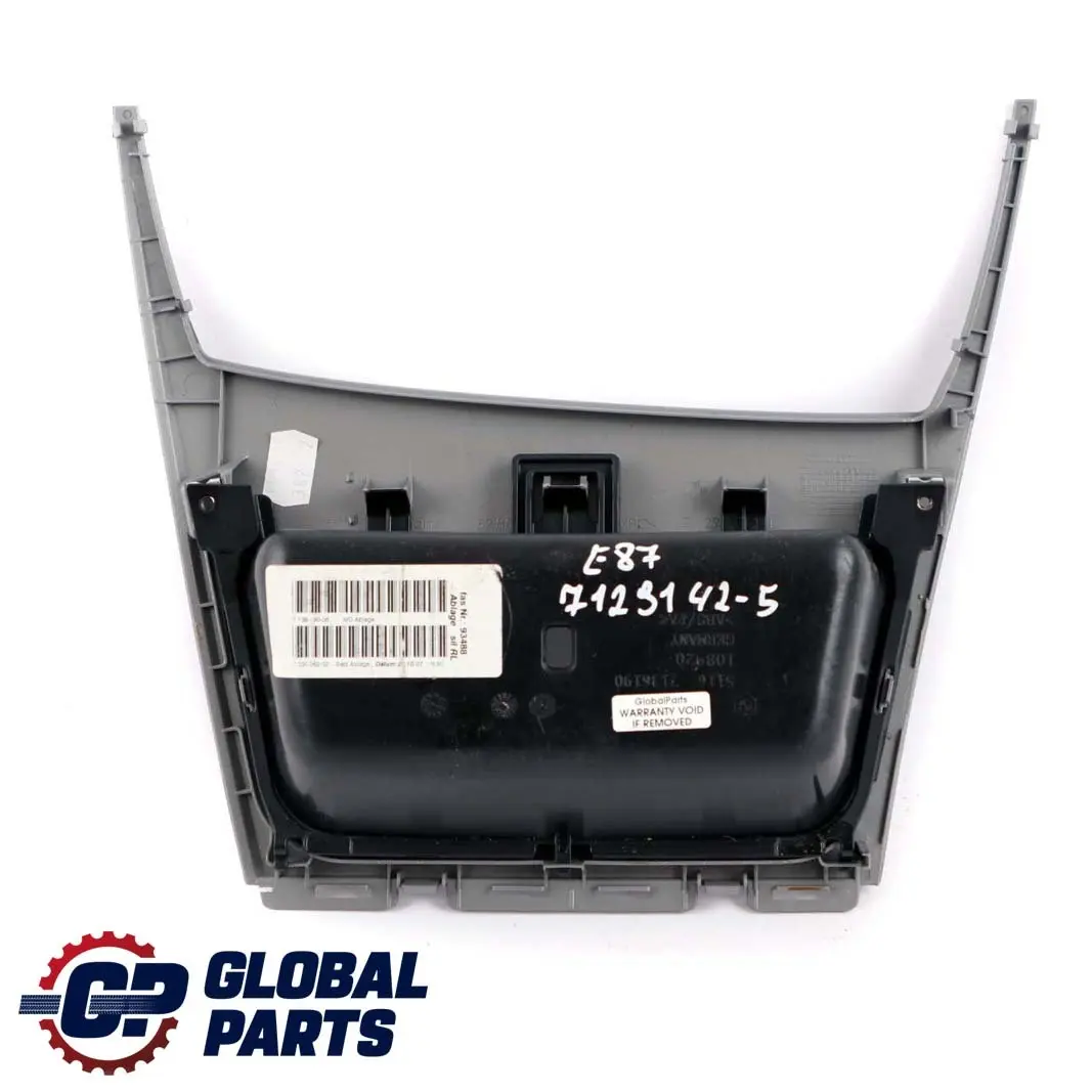 Console Storage Finisher Trim Tray Decor Front Titan Silver to BMW 1 E81 E87 5 with Part number 7129142 BMW 1 E81 E87 5 Console Storage Finisher Trim Tray Decor Front Titan Silver - SKU rhd-7129142-5 - Part number 7129142