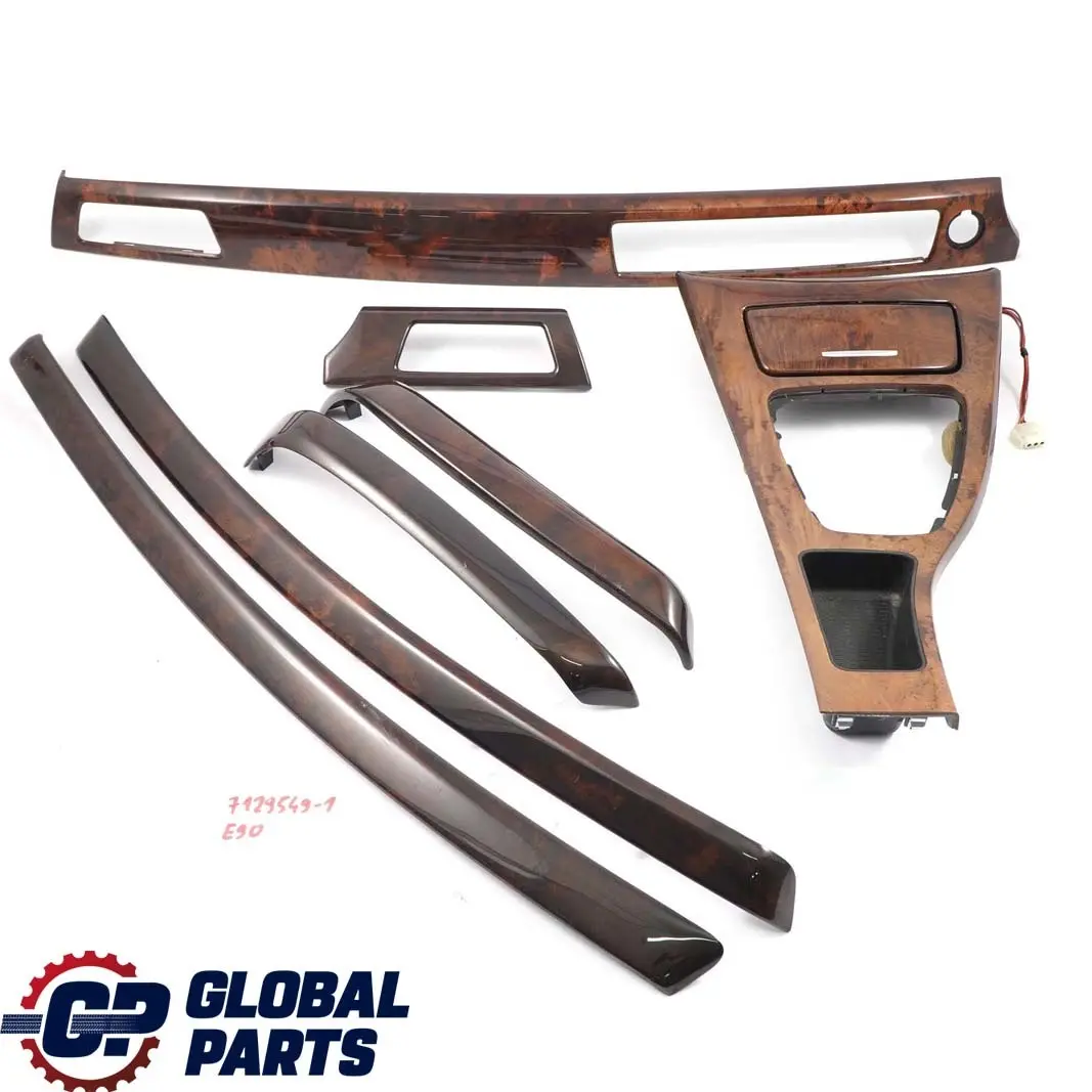 Complete Interior Trim Set Dashboard Wood Burr Walnut to BMW 3 Series 1 E90 E91 with Part number 7129549 BMW 3 Series 1 E90 E91 Complete Interior Trim Set Dashboard Wood Burr Walnut - SKU rhd-7129549-1 - Part number 7129549
