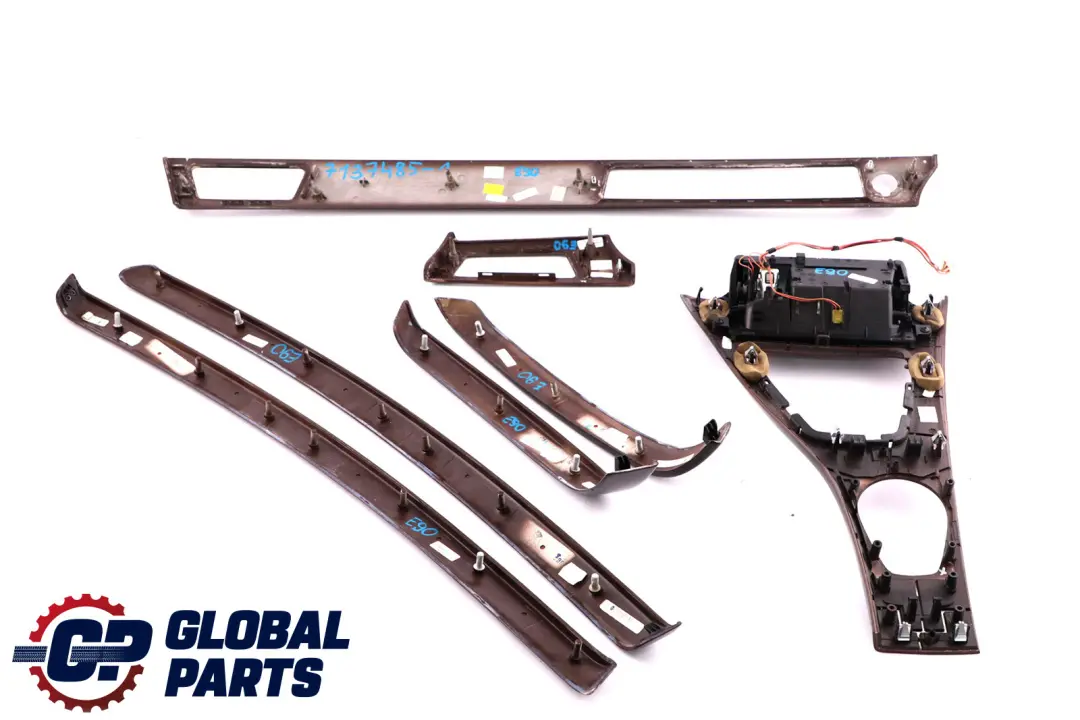 BMW 3 Series 1 E90 Interior Trim Set Dash Dashboard I Drive Wood Burr Walnut - SKU rhd-7137485-1 - Part number 7137485