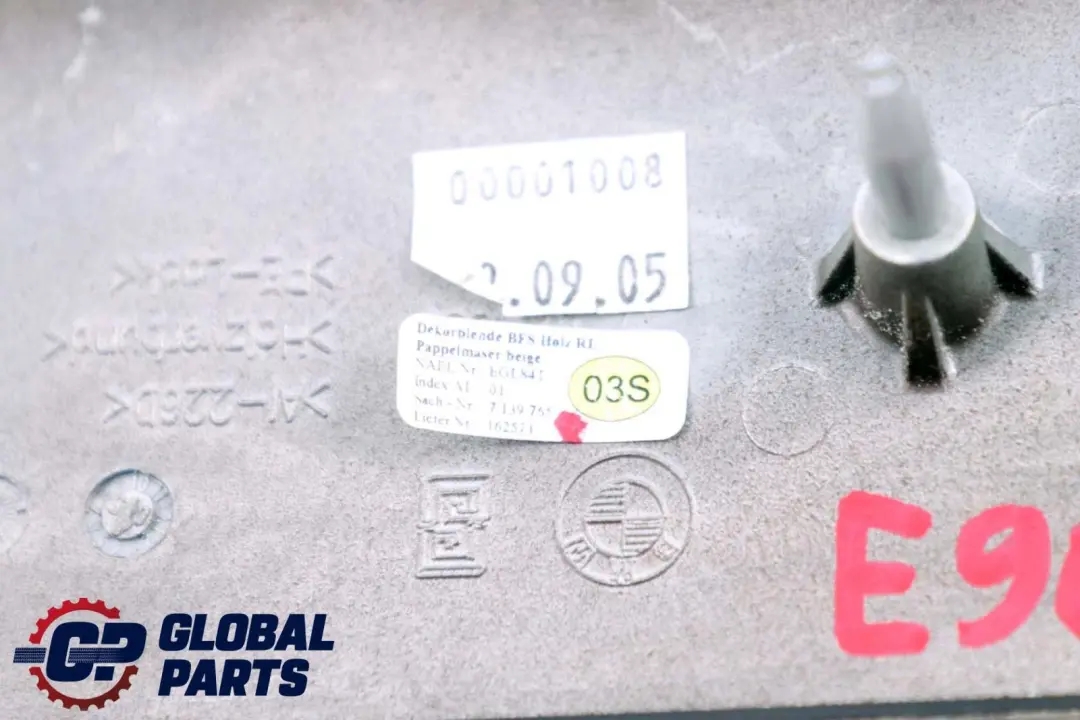 Dashboard Trim Left N/S Wood Poplar Grain to BMW 3 Series E90 E91 Cover with Part number 7139765 BMW 3 Series E90 E91 Cover Dashboard Trim Left N/S Wood Poplar Grain - SKU rhd-7139765 - Part number 7139765