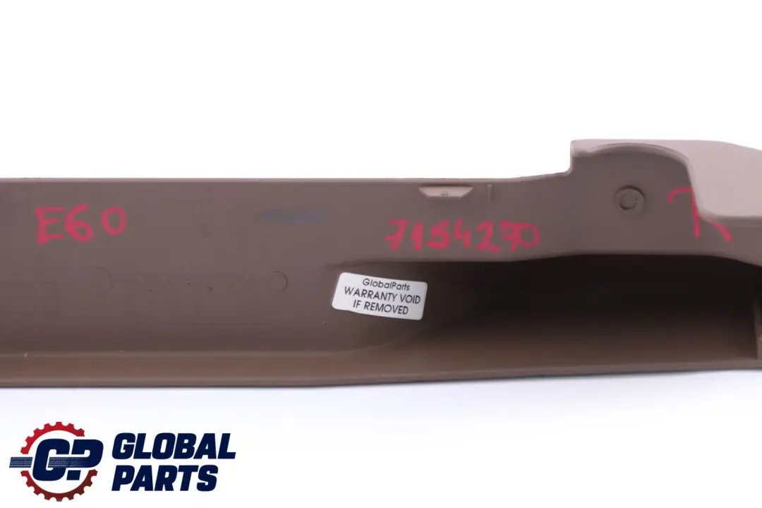 Front Finisher Upper Rail Trim Driver Right O/S Brown to BMW 5 Series E60 Seat with Part number 7154270 BMW 5 Series E60 Seat Front Finisher Upper Rail Trim Driver Right O/S Brown - SKU rhd-7154270 - Part number 7154270