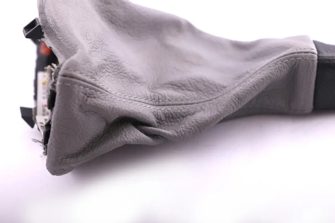 Grey Leather Handbrake Lever Cover Part to BMW 3 Series E90 E91 E92 with Part number 7155626 BMW 3 Series E90 E91 E92 Grey Leather Handbrake Lever Cover Part - SKU rhd-7155626-1 - Part number 7155626