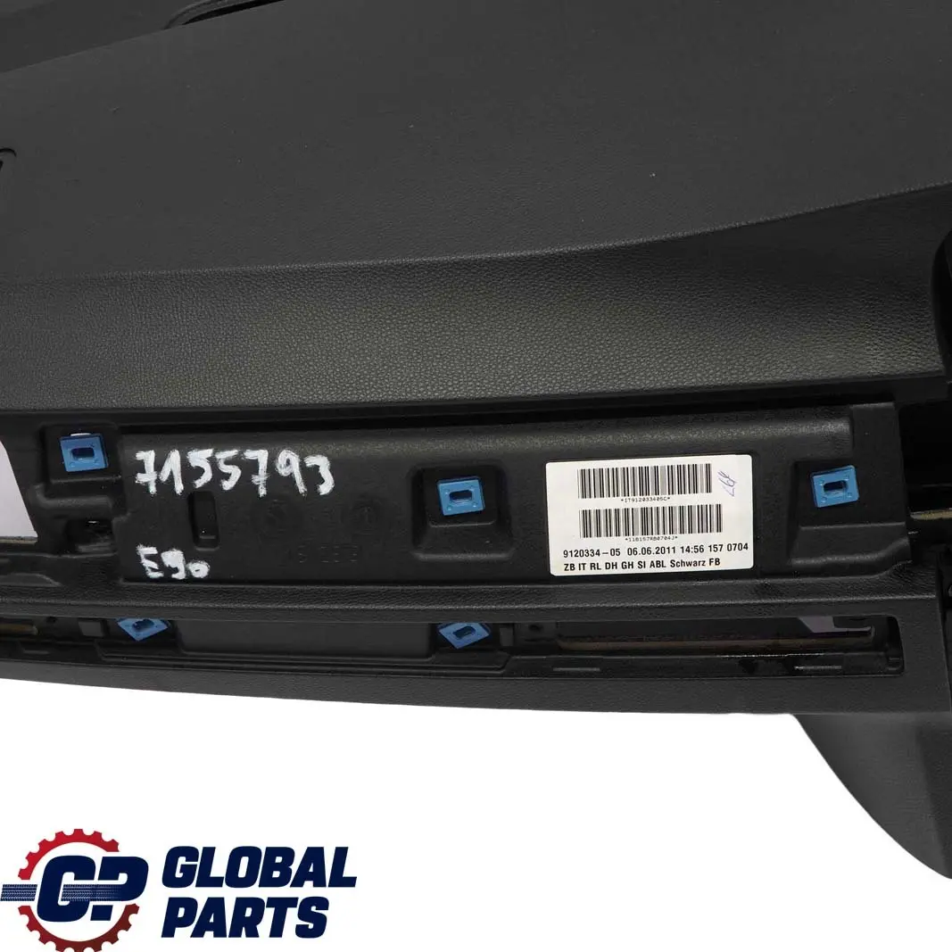 BMW E90 E91 E92 E93 Black Dashboard Dash Panel Double Scoop With Sat Nav Hole - SKU rhd-7155793 - Part number 51457155793