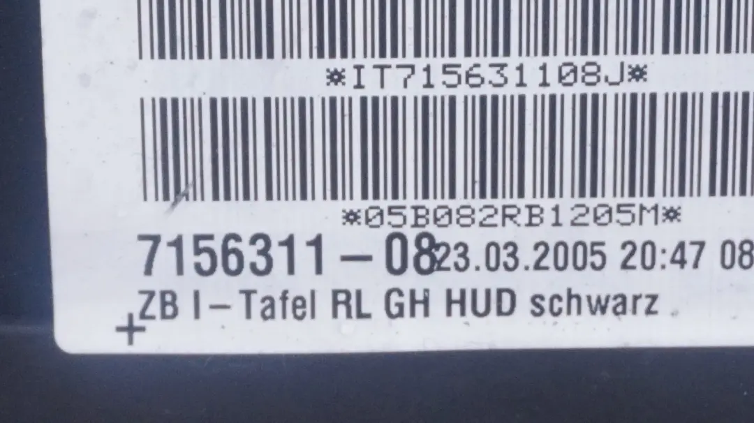 BMW 5 Series E60 E61 Head-up Display Dashboard Dash Trim Panel Schwarz Black - SKU rhd-7156311 - Part number 7156311