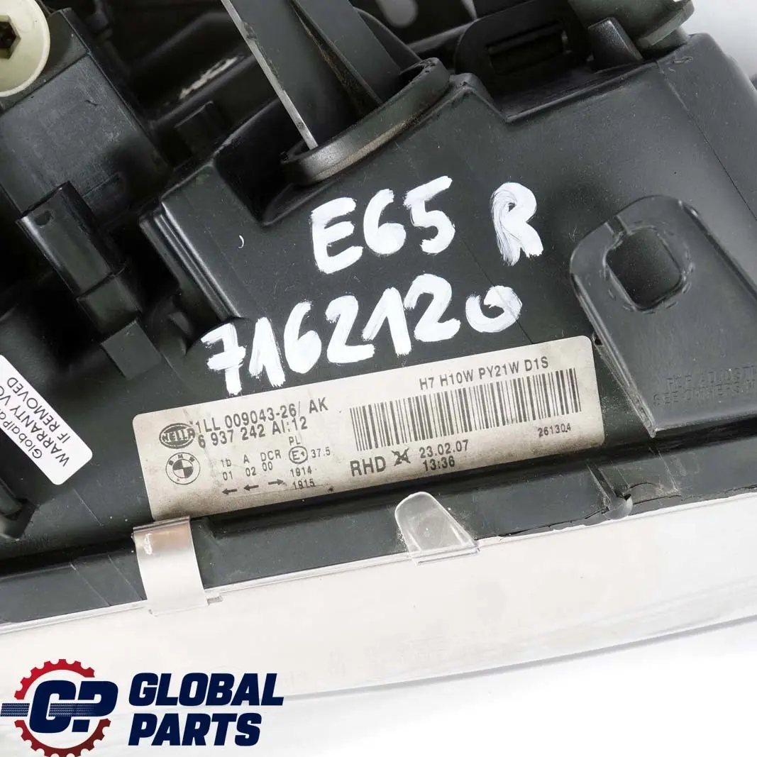 BMW 7 Series E65 E66 E67 Front Headlight Headlamp Lamp Xenon Right O/S 6937242 - SKU rhd-7162120 - Part number 7162120