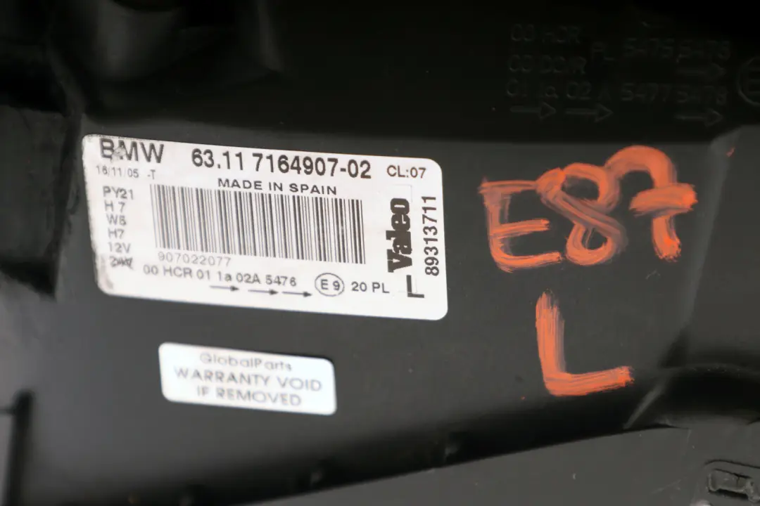 Headlight Headlamp Lamp Front Left N/S to BMW 1 Series E87 130i with Part number 7164907 BMW 1 Series E87 130i Headlight Headlamp Lamp Front Left N/S - SKU rhd-7164907 - Part number 7164907