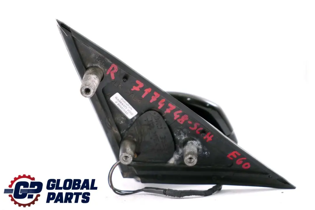 BMW 5 Series E60 E61 Heated Right Wing Mirror O/S Schwarz 2 Black 668 - SKU rhd-7174748-SCH - Part number 7174748