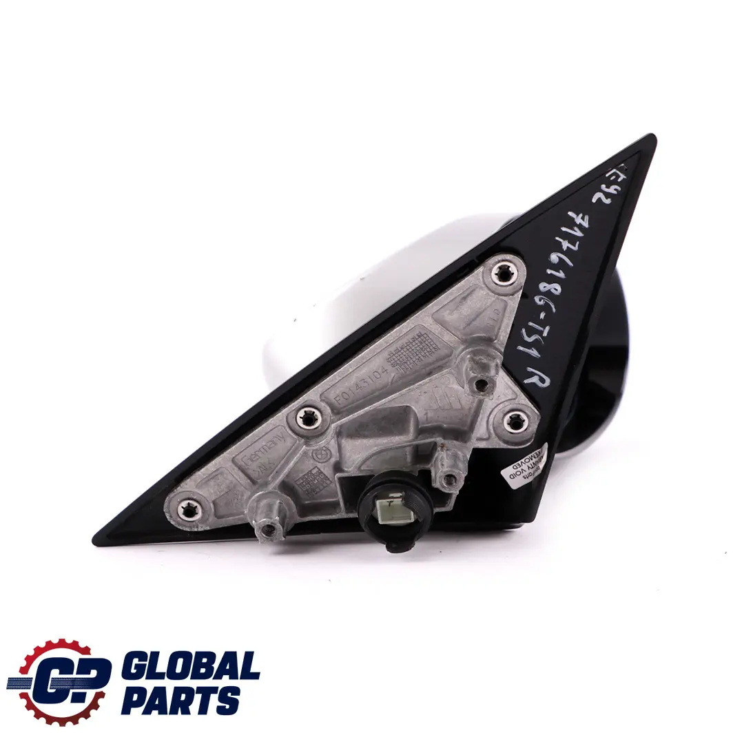 BMW 3 Series 1 E92 M Sport Right Wing Mirror High Gloss O/S Titansilber Silver - SKU rhd-7176186-TS1 - Part number 7176186