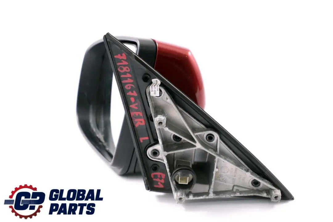 BMW X6 Series E71 Outside Left Wing Mirror N/S Vermilionrot Vermilion Red A82 - SKU rhd-7181167-VER - Part number 7181167