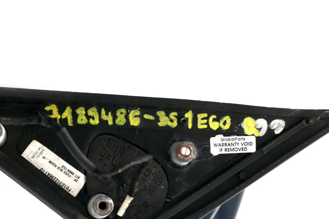 Heated Right Wing Mirror O/S Black Sapphire Metallic 475 to BMW 5 Series 1 E60 E61 with Part number 7189486 BMW 5 Series 1 E60 E61 Heated Right Wing Mirror O/S Black Sapphire Metallic 475 - SKU rhd-7189486-BS1 - Part number 7189486