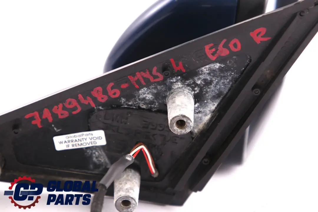 BMW 5 Series 4 E60 E61 Heated Right Wing Mirror O/S Mysticblau Metallic Blue - SKU rhd-7189486-MYS4 - Part number 7189486