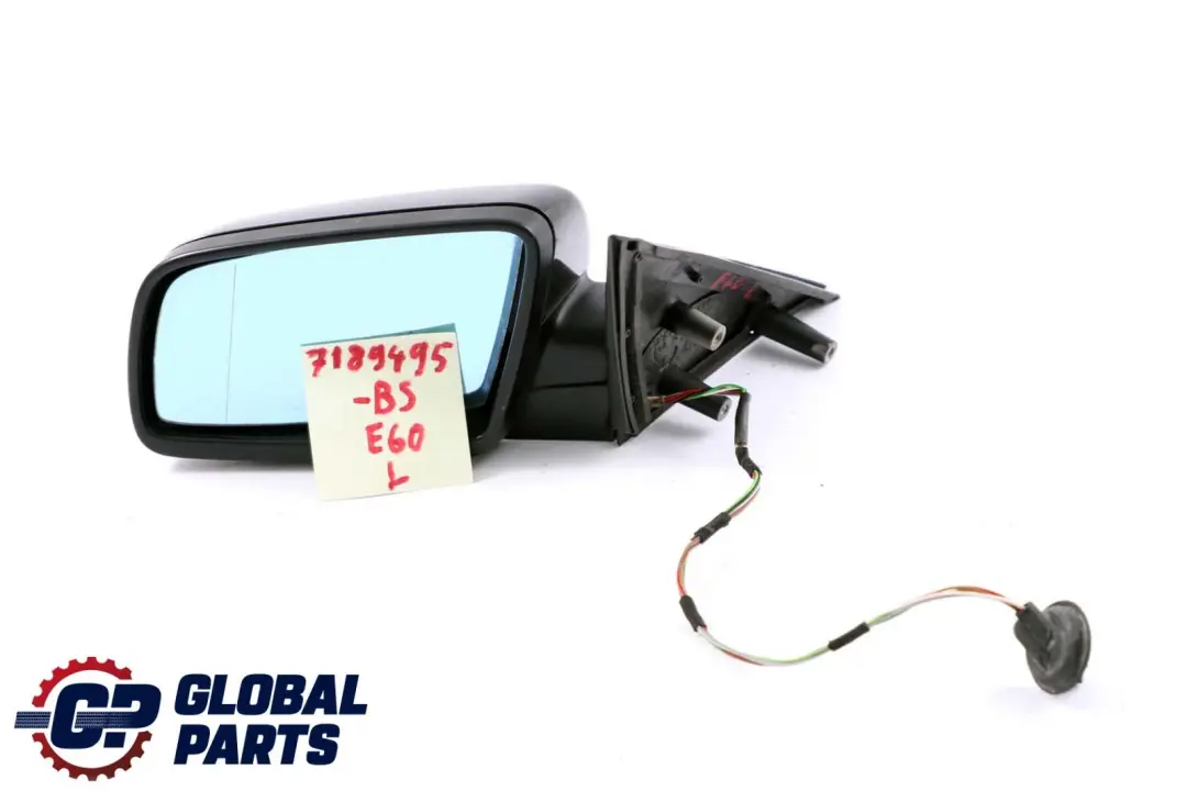 BMW 5 Series E60 E61 Heated Left Wing Mirror N/S Black Sapphire - SKU rhd-7189495-BS - Part number 7189495