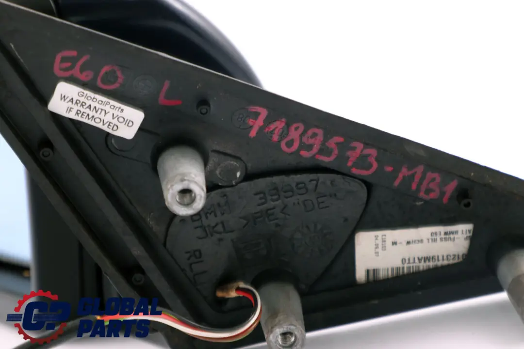 BMW 5 Series 1 E60 E61 LCI Heated Left Wing Mirror N/S Monacoblau Monaco Blue - SKU rhd-7189573-MB1 - Part number 7189573