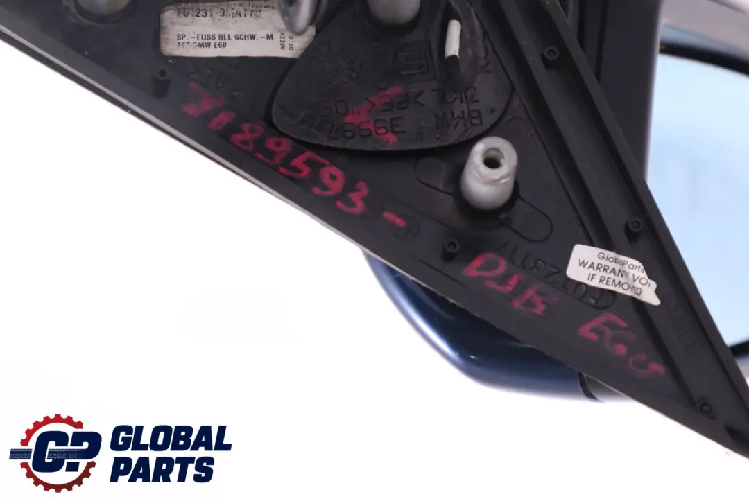 Heated Left Wing Mirror N/S Memory Tiefseeblau Blue to BMW 5 Series E60 E61 LCI with Part number 7189593 BMW 5 Series E60 E61 LCI Heated Left Wing Mirror N/S Memory Tiefseeblau Blue - SKU rhd-7189593-DSB - Part number 7189593