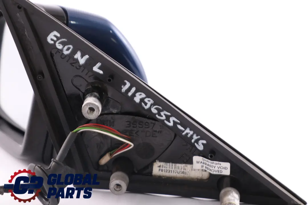 Left Wing Mirror N/S High Gloss Mysticblau Blue to BMW 5 Series E60 E61 LCI M Sport with Part number 7189655 BMW 5 Series E60 E61 LCI M Sport Left Wing Mirror N/S High Gloss Mysticblau Blue - SKU rhd-7189655-MYS - Part number 7189655