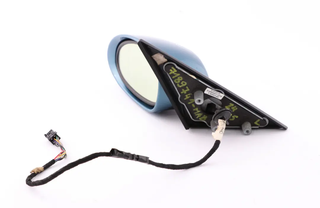 Left Auto Dip Power Fold Wing Mirror N/S Maledivenblau Blue to BMW Z4 Series E85 with Part number 7189741 BMW Z4 Series E85 Left Auto Dip Power Fold Wing Mirror N/S Maledivenblau Blue - SKU rhd-7189741-MAB - Part number 7189741