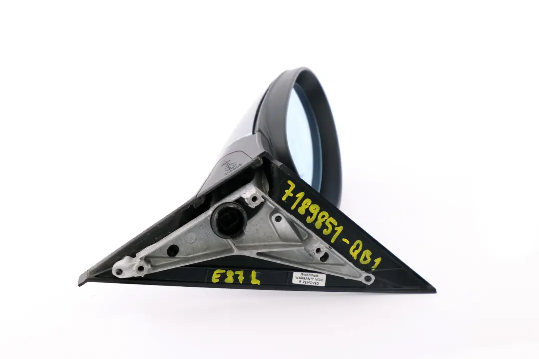 Heated Left Wing Mirror N/S Quarzblau Quartz Blue Metallic to BMW 1 Series E87 1 with Part number 7189851 BMW 1 Series E87 1 Heated Left Wing Mirror N/S Quarzblau Quartz Blue Metallic - SKU rhd-7189851-QB1 - Part number 7189851