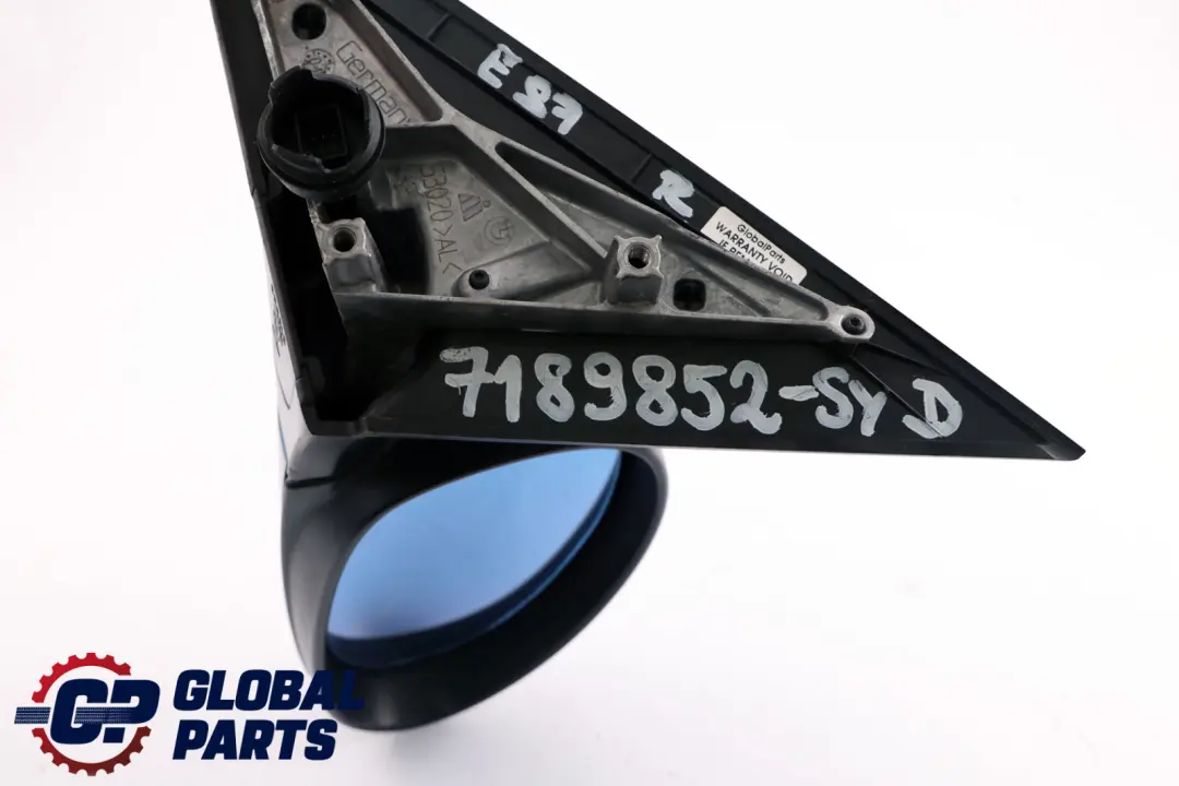 Heated Right Wing Mirror O/S Sydneyblau Sydney Blau Blue A19 to BMW 1 Series E87 with Part number 7189852 BMW 1 Series E87 Heated Right Wing Mirror O/S Sydneyblau Sydney Blau Blue A19 - SKU rhd-7189852-SYD - Part number 7189852