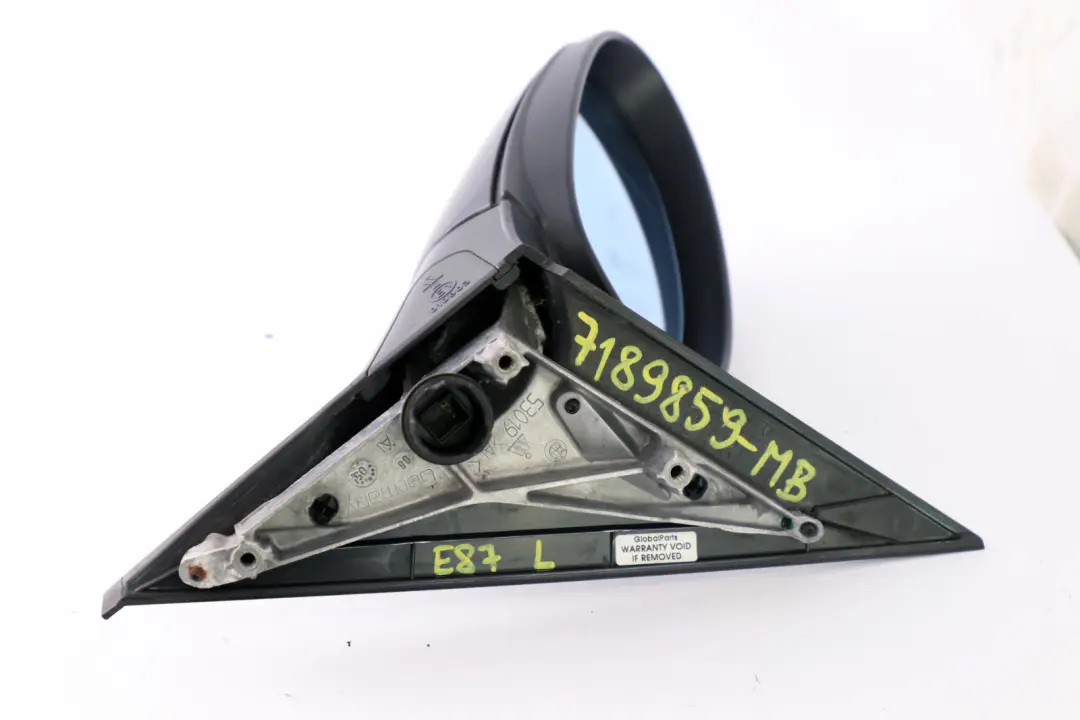 Outside Left Wing Mirror N/S 3 Pins Monacoblau Monaco Blue A35 to BMW 1 Series E87 with Part number 7189859 BMW 1 Series E87 Outside Left Wing Mirror N/S 3 Pins Monacoblau Monaco Blue A35 - SKU rhd-7189859-MB - Part number 7189859