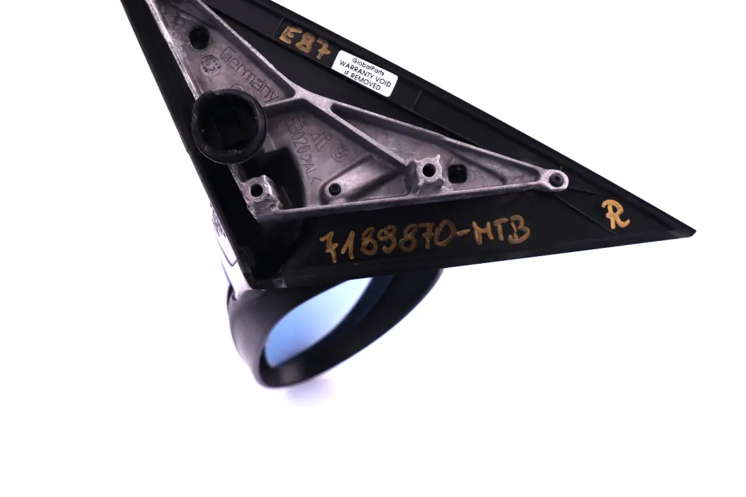 Fold Right Wing Mirror O/S Montegoblau Montego Blue to BMW 1 Series E87 Power with Part number 7189870 BMW 1 Series E87 Power Fold Right Wing Mirror O/S Montegoblau Montego Blue - SKU rhd-7189870-MTB - Part number 7189870