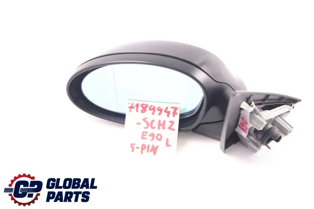 BMW 3 Series E90 E91 Heated Complete Left Wing Mirror N/S Schwarz 2 Black 668 - SKU rhd-7189947-SCH2 - Part number 7189947