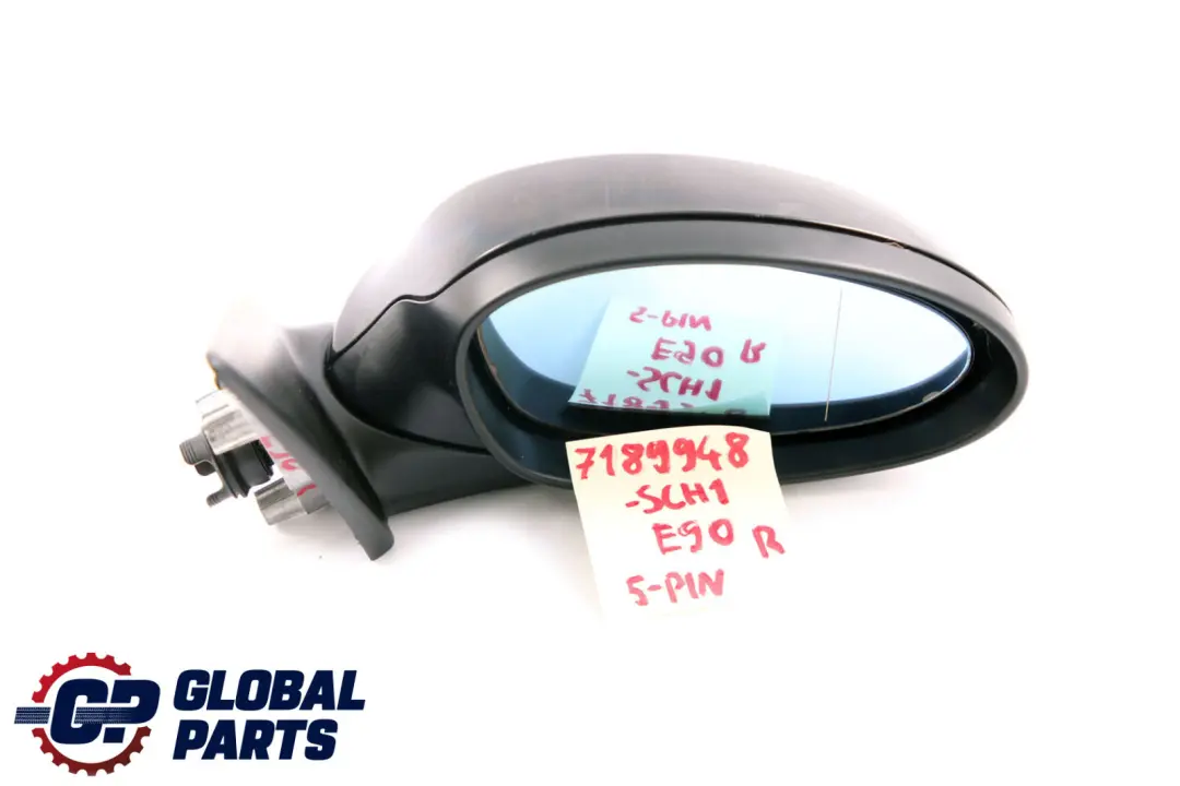 Heated Outside Right Wing Mirror O/S Schwarz 2 Black 668 to BMW 3 Series 1 E90 E91 with Part number 7189948 BMW 3 Series 1 E90 E91 Heated Outside Right Wing Mirror O/S Schwarz 2 Black 668 - SKU rhd-7189948-SCH1 - Part number 7189948