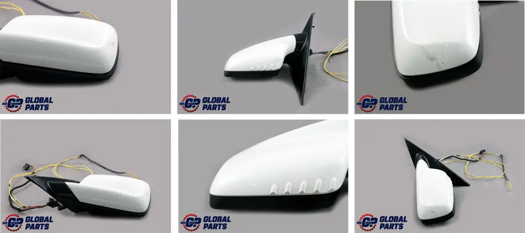BMW 7 Series E65 High Gloss Wing Mirror Left Right N/O/S Set Alpinweiss White - SKU rhd-7190190-AW - Part number 7190190