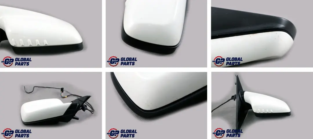 BMW 7 Series E65 High Gloss Wing Mirror Left Right N/O/S Set Alpinweiss White - SKU rhd-7190190-AW - Part number 7190190