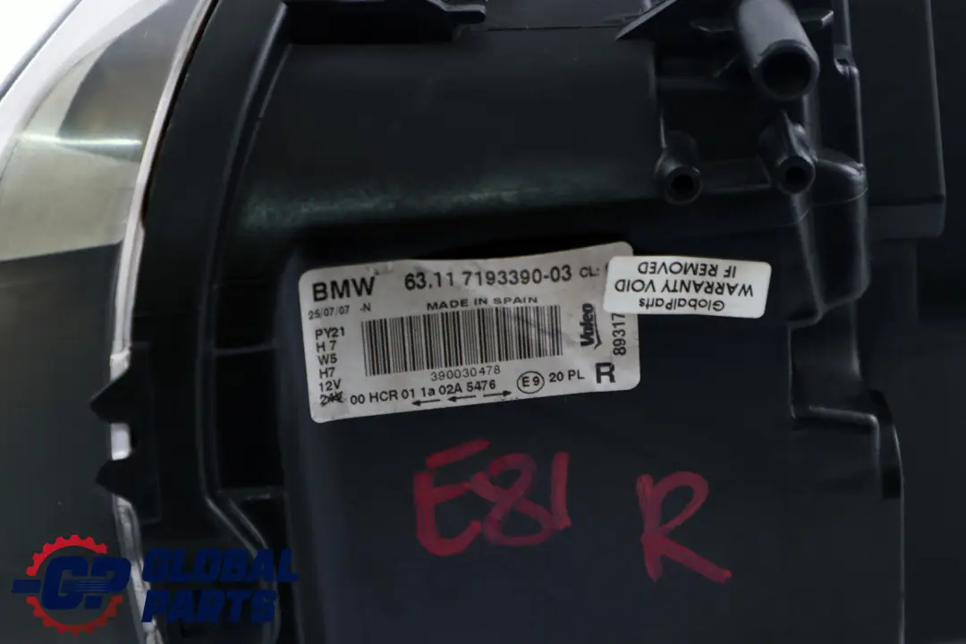 Headlight Driver Lamp Right O/S to BMW 1 Series E81 E82 E87 LCI E88 with Part number 7193390 BMW 1 Series E81 E82 E87 LCI E88 Headlight Driver Lamp Right O/S - SKU rhd-7193390 - Part number 7193390