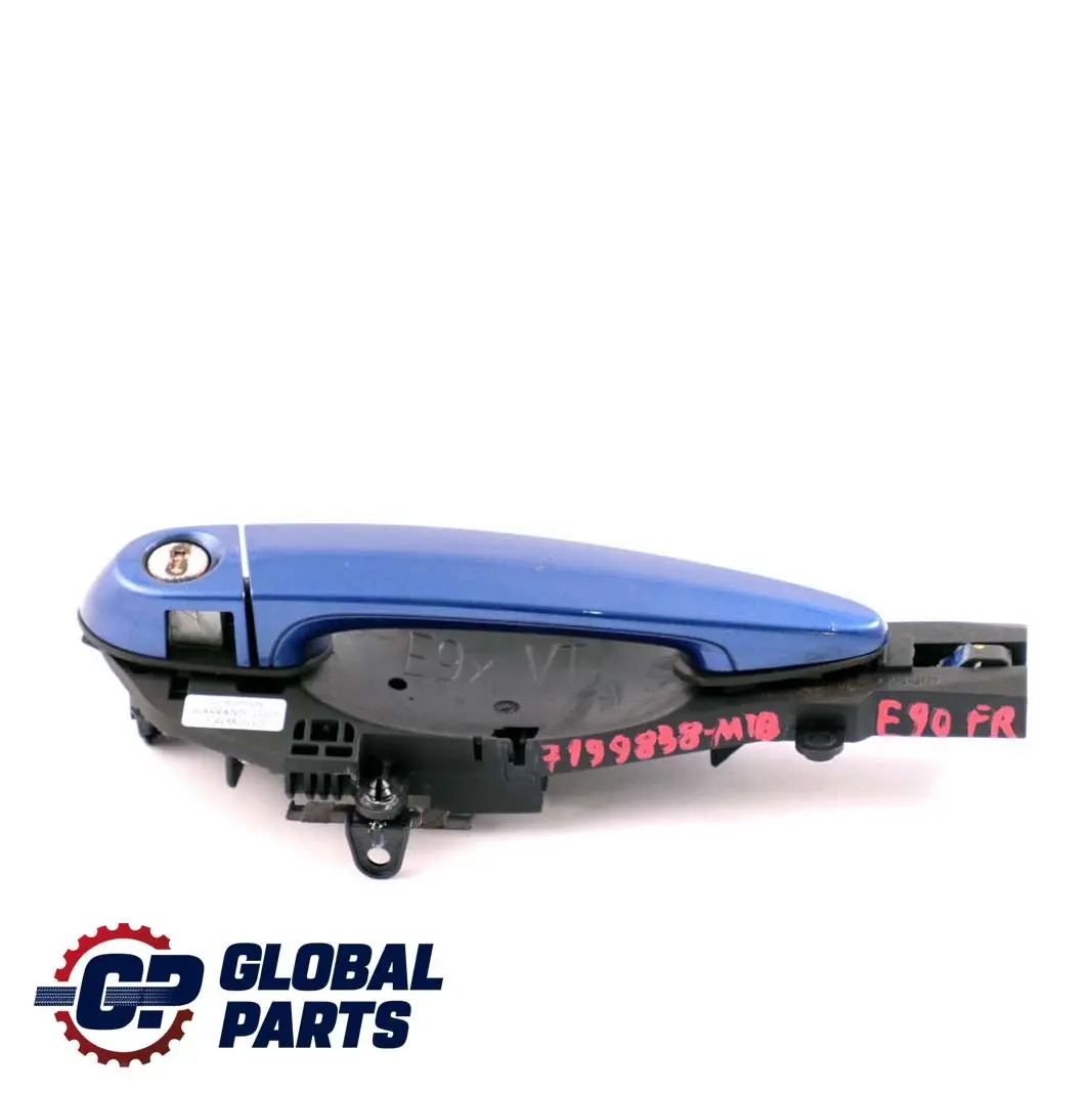 Front Grab Outside Door Handle Right O/S Montegoblau Blue A51 to BMW 3 Series E90 with Part number 7199838 BMW 3 Series E90 Front Grab Outside Door Handle Right O/S Montegoblau Blue A51 - SKU rhd-7199838-MTB - Part number 7199838