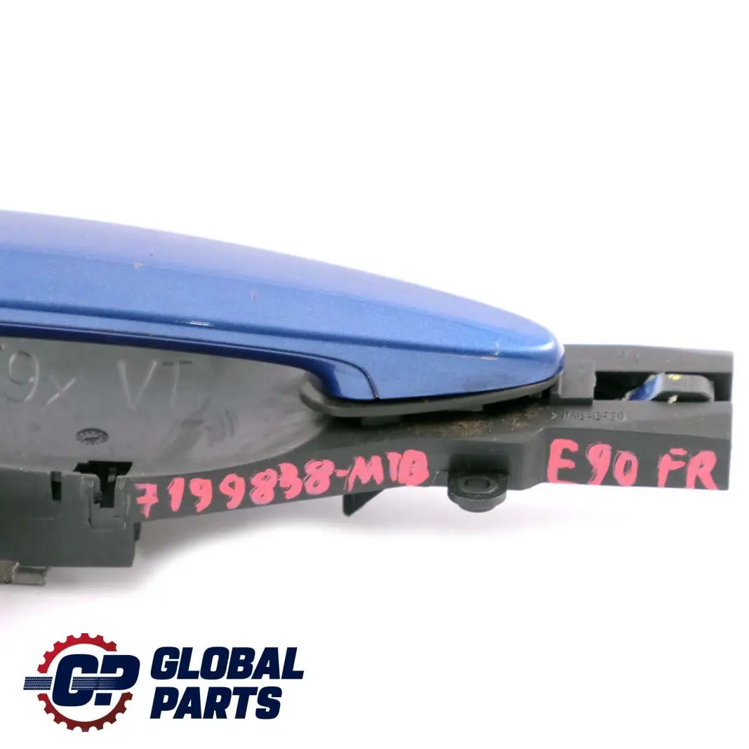 Front Grab Outside Door Handle Right O/S Montegoblau Blue A51 to BMW 3 Series E90 with Part number 7199838 BMW 3 Series E90 Front Grab Outside Door Handle Right O/S Montegoblau Blue A51 - SKU rhd-7199838-MTB - Part number 7199838