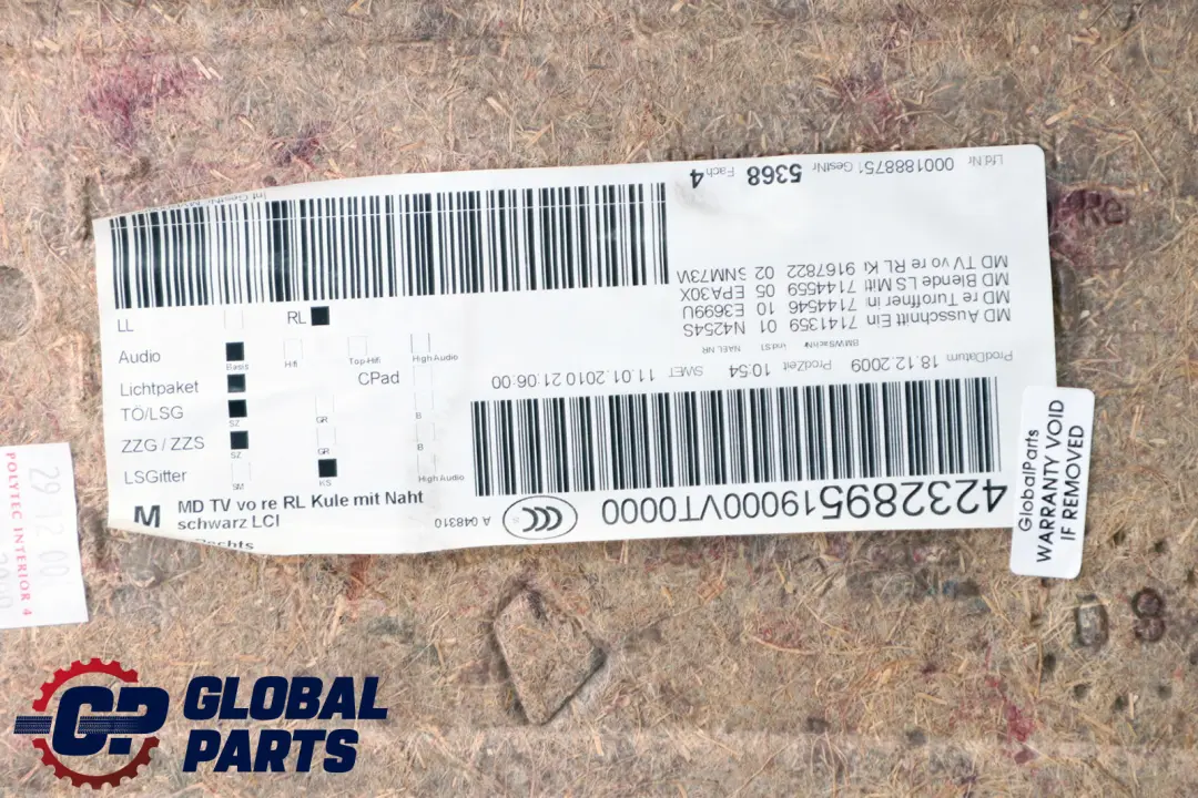 Front Right O/S Leather Door Card Lining Black to BMW 3 Series E90 E91 with Part number 7217544 BMW 3 Series E90 E91 Front Right O/S Leather Door Card Lining Black - SKU rhd-7217544 - Part number 7217544