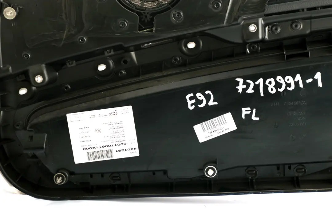 BMW 3 Series E92 E93 1 Front Left N/S Door Card Lining Leather Black Trim Panel - SKU rhd-7218991-1 - Part number 7218991