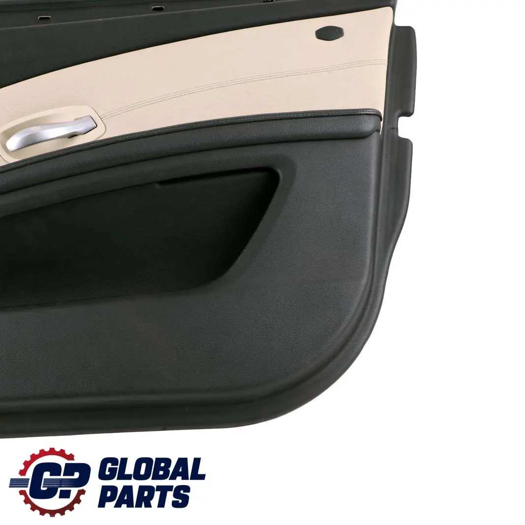 BMW E60 E61 LCI Front Right O/S Door Card Trim Panel Cream Beige Black Leather - SKU rhd-7233730 - Part number 7233730