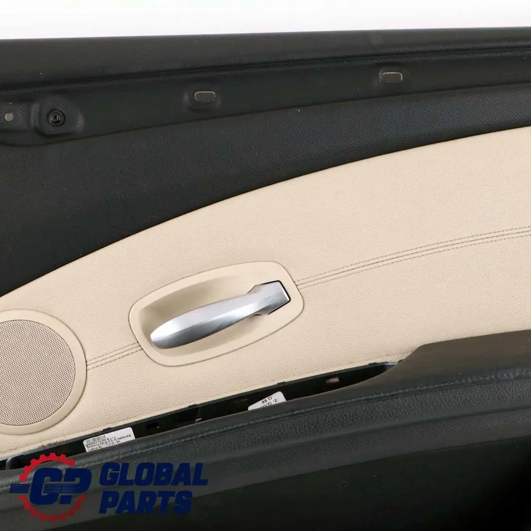 Front Right O/S Door Card Trim Panel Cream Beige Black Leather to BMW E60 E61 LCI with Part number 7233730 BMW E60 E61 LCI Front Right O/S Door Card Trim Panel Cream Beige Black Leather - SKU rhd-7233730 - Part number 7233730